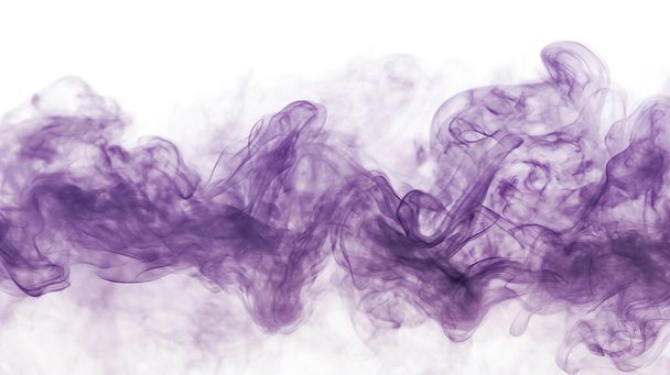Humo púrpura arremolinado que crea un patrón abstracto de enfoque suave sobre un fondo blanco. ilustración por generative ai - Foto, Imagen