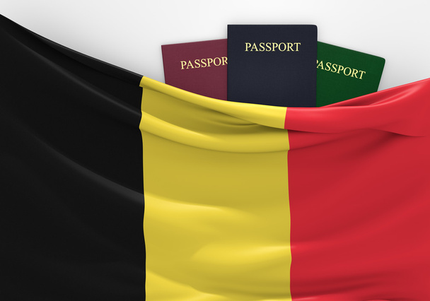 Travel and tourism in Belgium, with assorted passports - Photo, Image