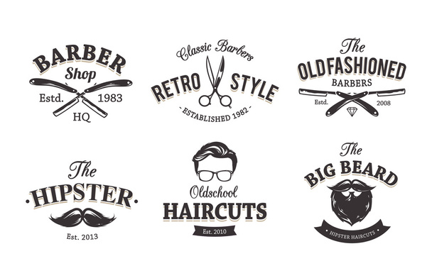 Retro Barber Emblems - Vector, Image