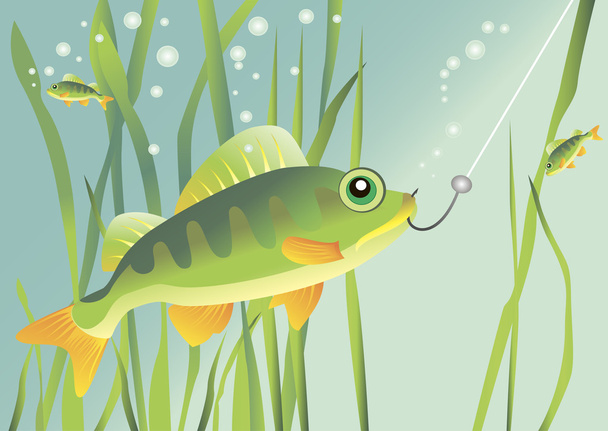 Fish and bait - Vektor, obrázek