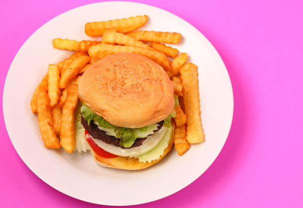 hamburger and french fries - Photo, Image