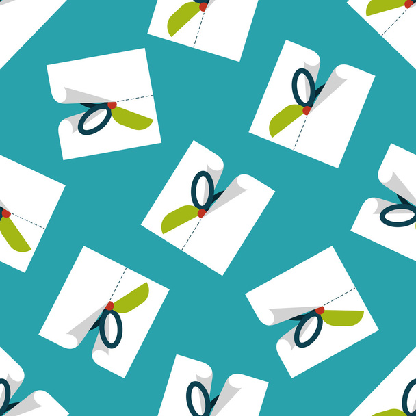 Scissor cut paper flat icon,eps10 seamless pattern background - ベクター画像