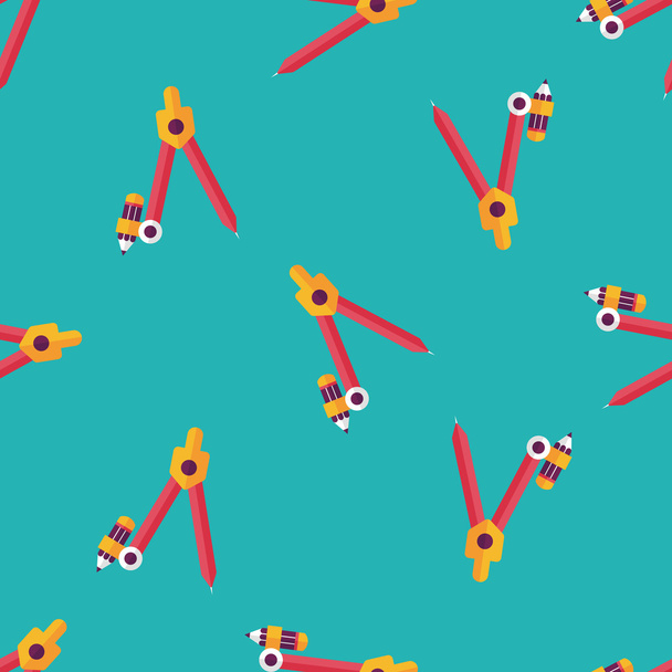 Compass Pencil flat icon,eps10 seamless pattern background - Διάνυσμα, εικόνα