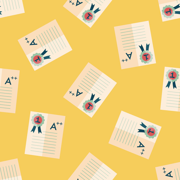 A plus grade in the notebook,flat icon,eps10 seamless pattern background - Διάνυσμα, εικόνα