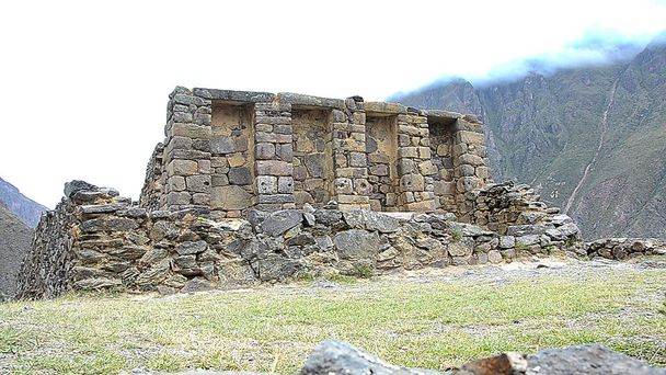 Inca Temple Ruins - Inca Watana, Ollantaytambo, Ιερή Κοιλάδα, Περιοχή Cusco, Περού - Φωτογραφία, εικόνα