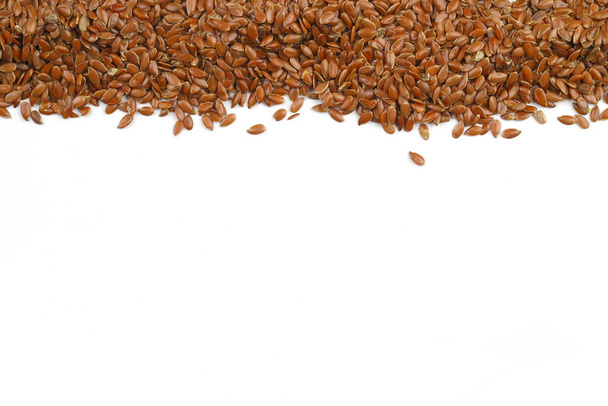 Pile of flax seeds isolated on white background - Photo, Image