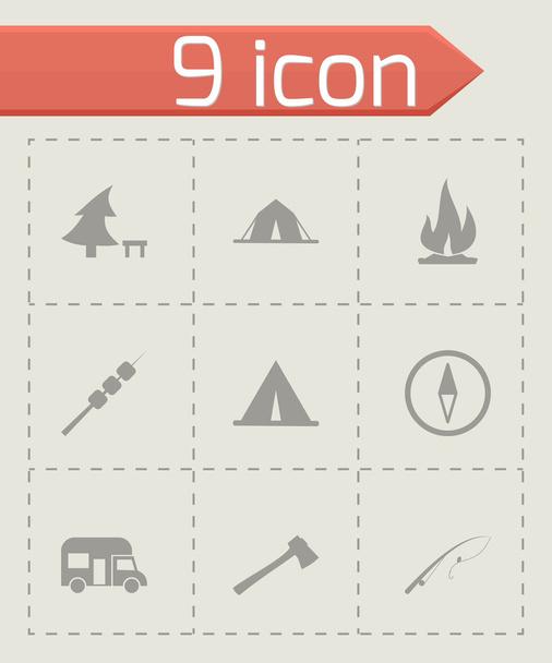 Ensemble icône de camping vectoriel noir
 - Vecteur, image