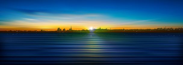 abstracte achtergrond met silhouet van stad - Vector, afbeelding