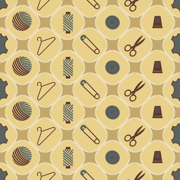 Naadloze patroon met naaien gerelateerde symbolen - Vector, afbeelding