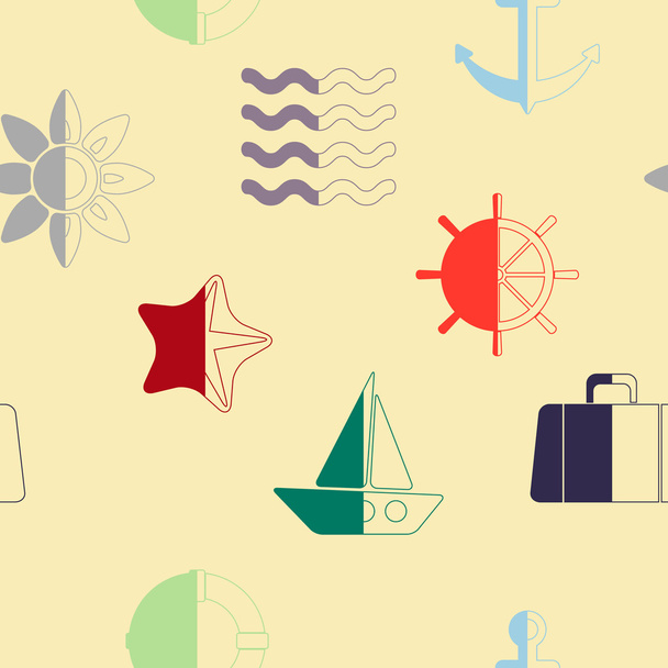 Seamless background with sea icon - Vector, afbeelding