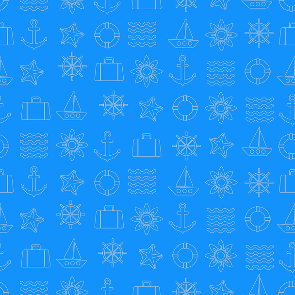 Seamless background with sea icon - Vector, Image