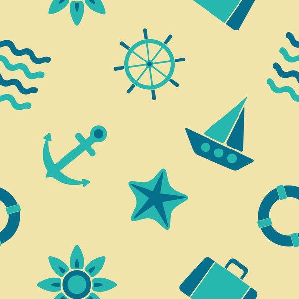 Seamless background with sea icon - Vector, Image