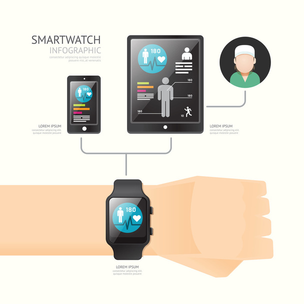 Smartwatch-Infografik mit Symbolen - Vektor, Bild