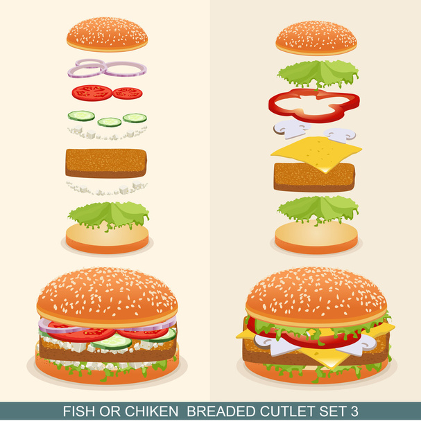 Burger set 3 - Vector, Image