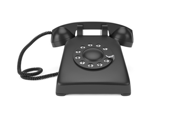 Чорний роторний телефон ізольований на білому
  - Фото, зображення