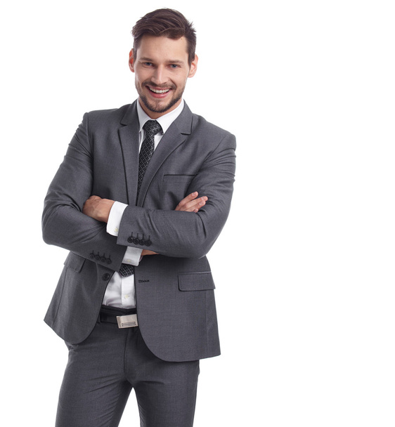 Happy smiling businessman in suit - Fotoğraf, Görsel