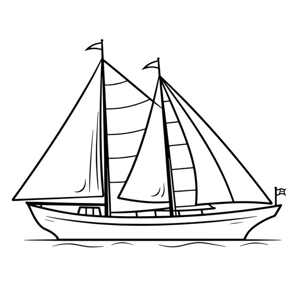 Elegant sail yacht outline in vector format, ideal for nautical graphics. - Vector, Image