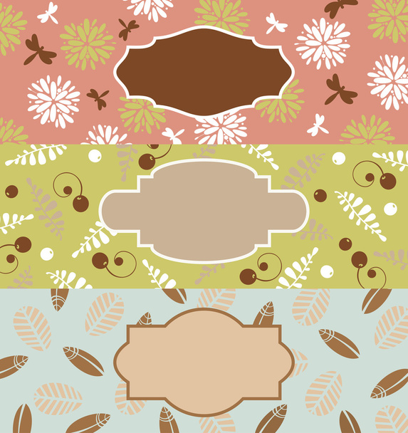 Set of cute floral banners - Vector, Image