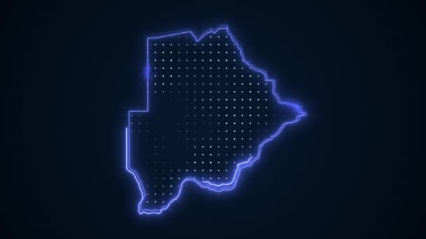 3D Movendo Neon Azul Botswana Mapa Fronteiras Esboço Loop Fundo - Filmagem, Vídeo