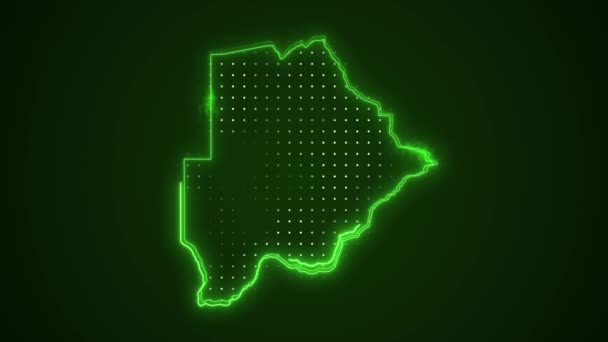 3D en movimiento neón verde Botswana mapa fronteras contorno bucle fondo - Imágenes, Vídeo