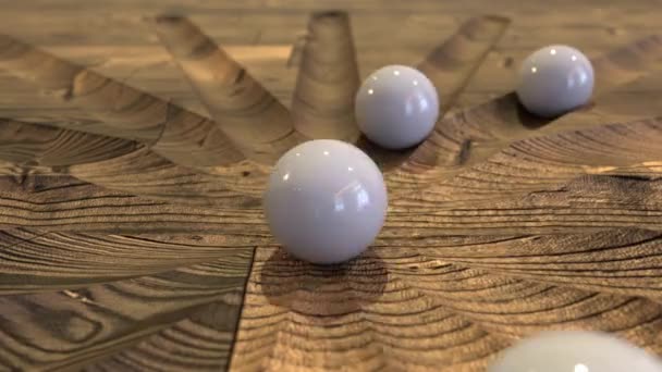 3D Удовлетворение мраморных шаров иллюзия петли анимации на деревянной доске. Высококачественные 4k кадры - Кадры, видео