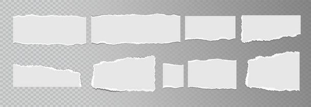 Folhas de papel branco rasgadas realistas isoladas em fundo transparente. Páginas em branco rasgadas com textura desigual. Ilustração vetorial - Vetor, Imagem