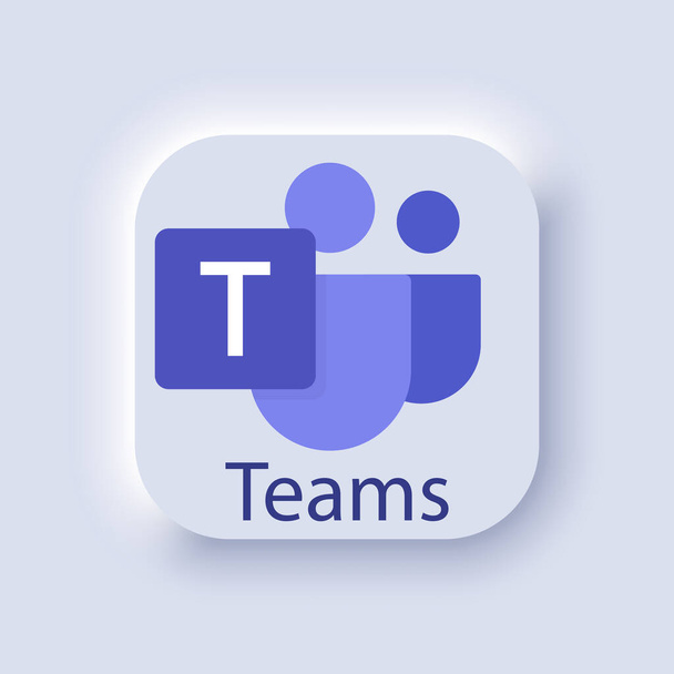 Het logo van Microsoft Teams. Ondernemingsplatform dat chat, vergaderingen, notities en bijlagen integreert in een werkruimte. Microsoft Office 365 logotype. Microsoft Corporation. Software. Hoofdartikel. - Vector, afbeelding