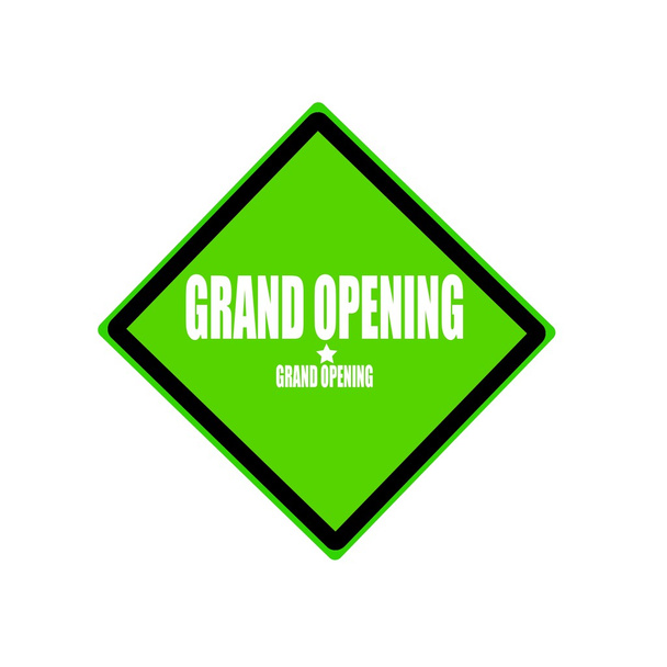 Grand opening white stamp text on green background - Photo, Image