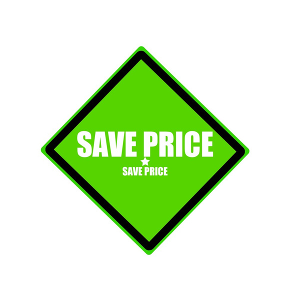 Guardar precio texto de sello blanco sobre fondo verde
 - Foto, Imagen