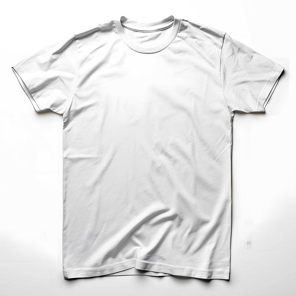 Camiseta blanca sobre fondo blanco. Para uso en photoshop. Diseño gráfico. Diseño de moda. - Foto, imagen