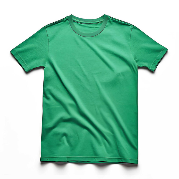 T-shirt verde isolata su sfondo bianco. Mockup per posizionare il tuo design. - Foto, immagini