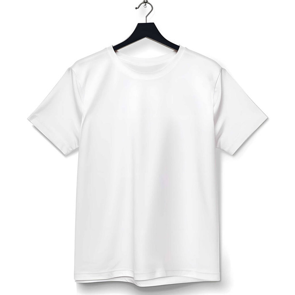 White T-shirt mockup isolated on white background. Men's white blank T-shirt template - Photo, Image