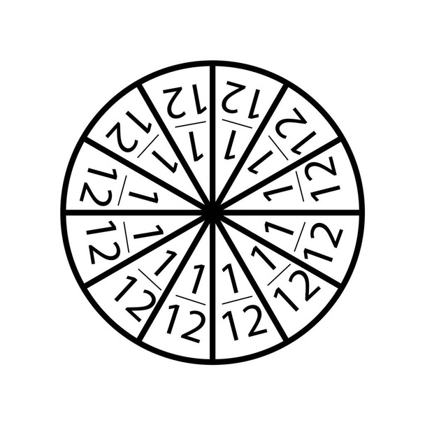 Bruchteil eines zwölften Kreiszeichens. Der Kreis gliedert sich in zwölf - Vektor, Bild