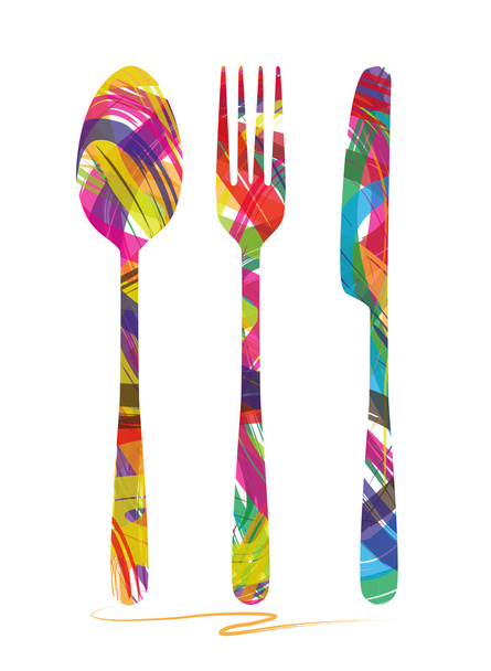 Cuchillo, tenedor y cuchara - Vector, imagen