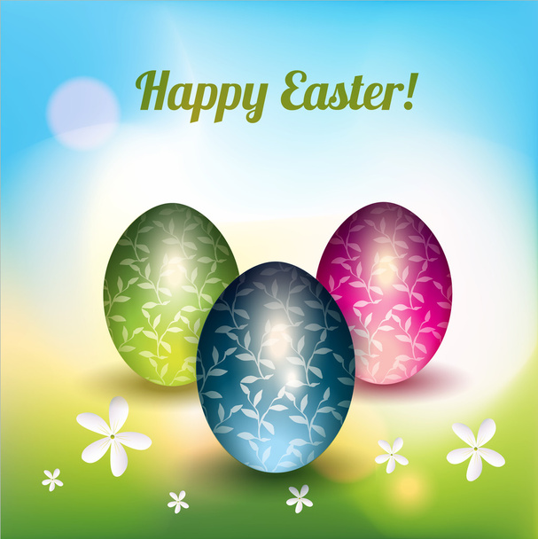 Easter Eggs Greeting Card - Vector, imagen