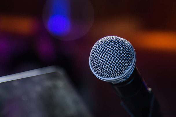 Abstract Metal Mic with blurred background, shot is selective focus with shallow depth of field, taken during concert at Cairo Egypt - Photo, Image