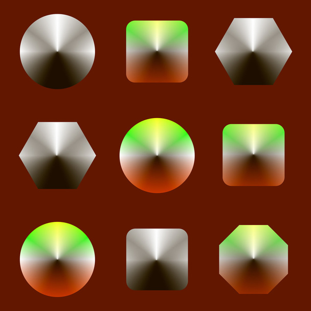 Illustration with conical gradient icons set - Διάνυσμα, εικόνα