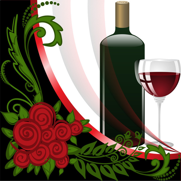 κρασί σε μαύρο και άσπρο φόντο - Διάνυσμα, εικόνα