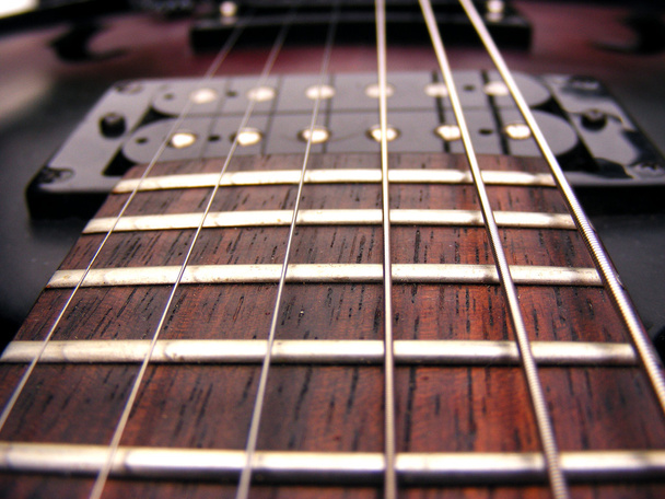 gitaar snaren frets en pick ups - Foto, afbeelding