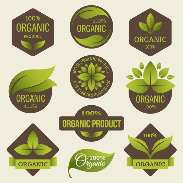 Organic products labels - Vector, Imagen