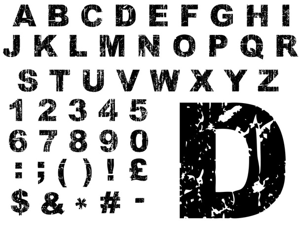 Fettes Grunge-Alphabet - Vektor, Bild