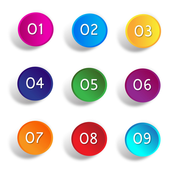 Number web buttons in color - Vector, Image