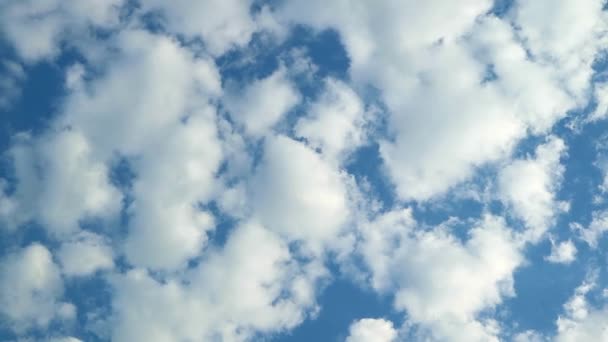 Кадри білих пухнастих хмар течуть на яскравому блакитному небі - Кадри, відео