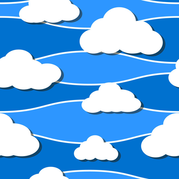 Бесшовный фон с облаками и волнами
 - Вектор,изображение