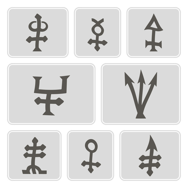 Set of monochrome icons with alchemical symbols for your design - Vector, Image