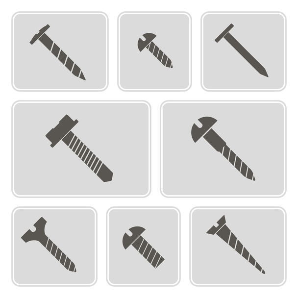 Set of monochrome icons with screws for your design - Vector, Image