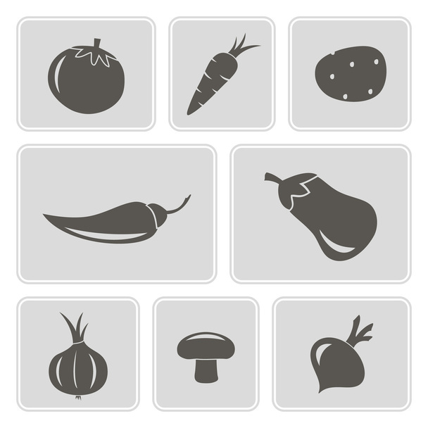 Conjunto de ícones monocromáticos com legumes para o seu design
 - Vetor, Imagem
