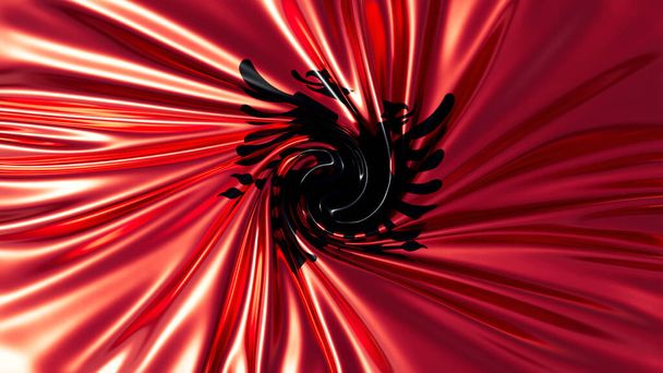 La bandera albanesa arremolina dramáticamente, el águila negra de doble cabeza emergiendo poderosamente sobre el vívido fondo rojo. - Foto, imagen