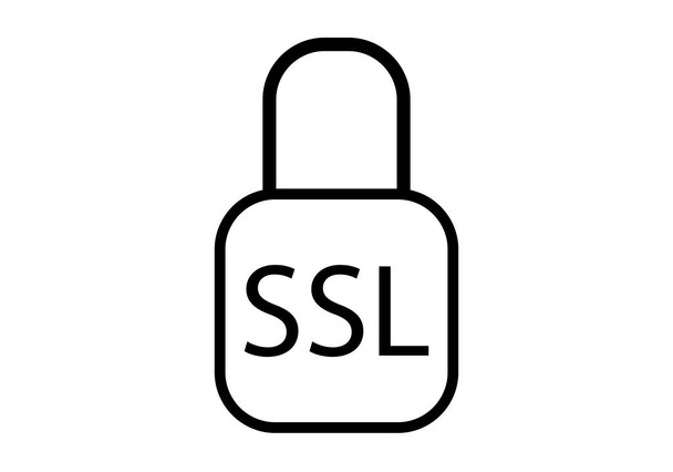 Ícone preto do cadeado com certificado SSL. - Vetor, Imagem