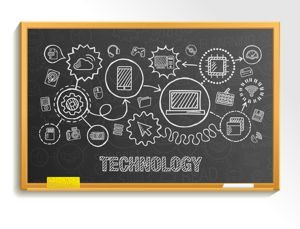 Technology hand draw icons set - Vector, Image